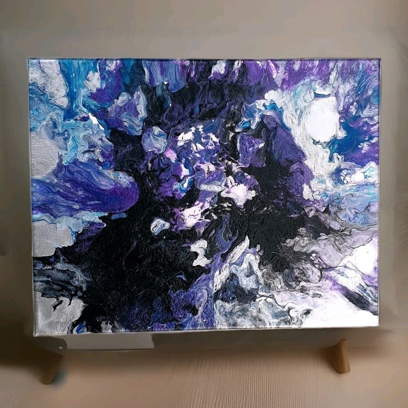 Original 11″x14″ Abstract Acrylic Fluid Art Pour Signed Painting (See Video)