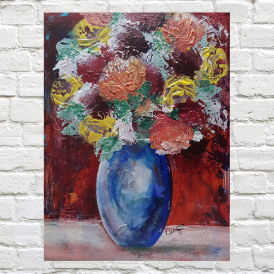 Boho Floral Art Abstract Flower Acrylic Painting Original Modern Impressionism
