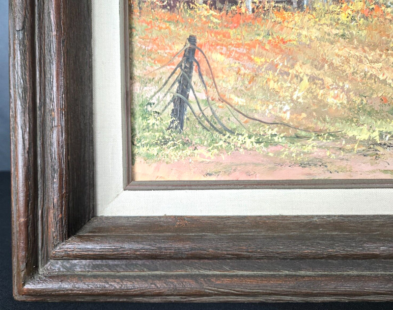 Hielene Furlong, Indiana oil painting rural Livery Stable 16" x 20" farm barn gallery
