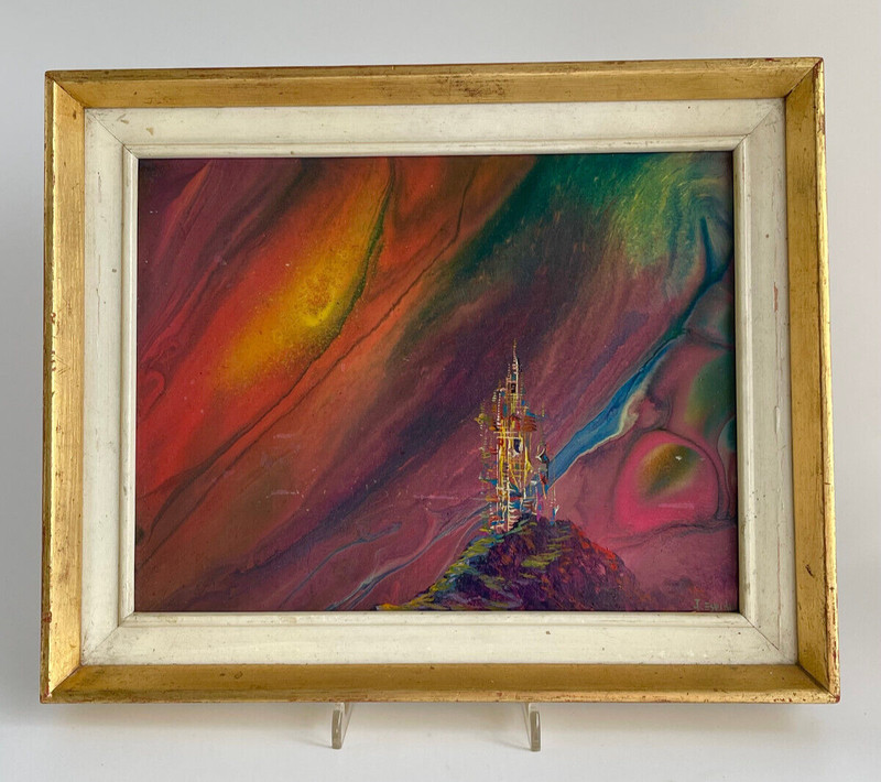 Psychedelic Oil Painting 1970s Psychedelic Fantasy J. Espinosa 1975