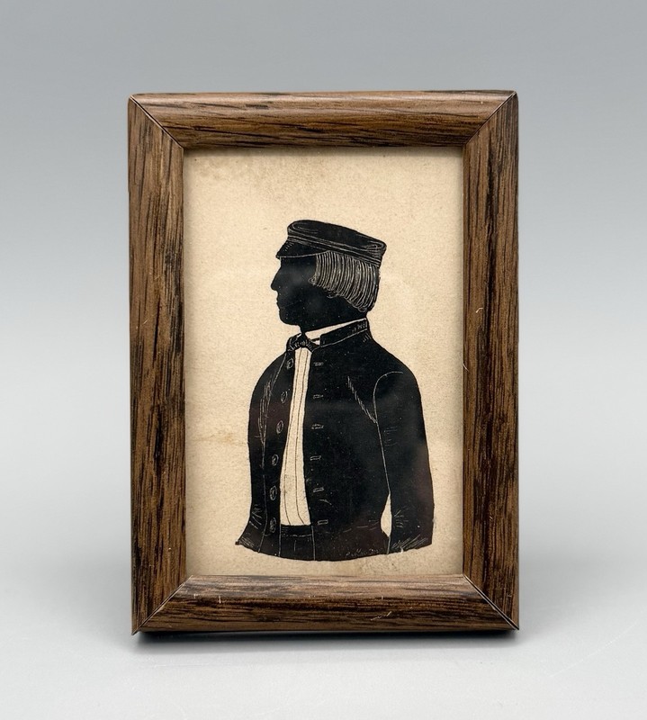Antique Silhouette Portrait of Charles Welker Named Signed Uniform 19c
