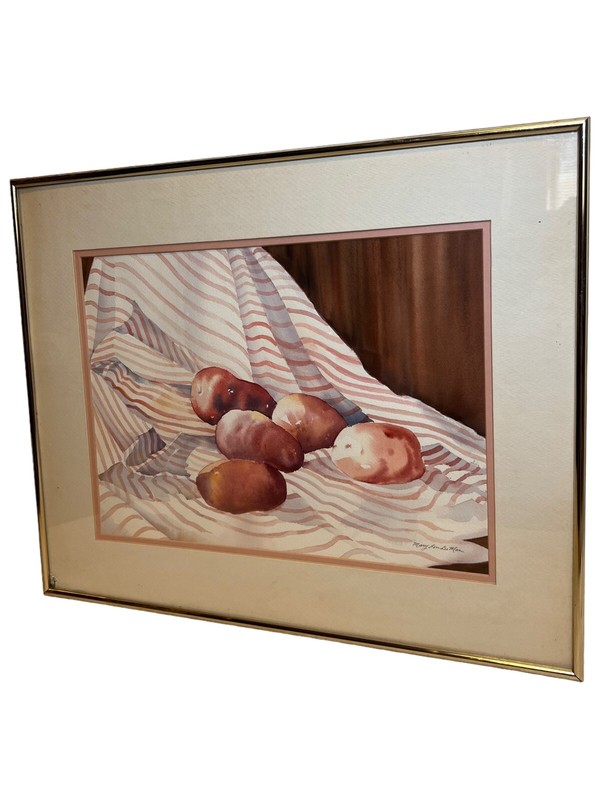 Watercolor Painting Listed Cincinnati OH Artist Mary Lou Demar Still Life Spuds