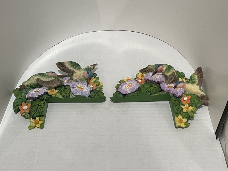 Door + Window Frame Artwork Hummingbirds Flowers Hibiscus Leaves Vtg Gift gallery