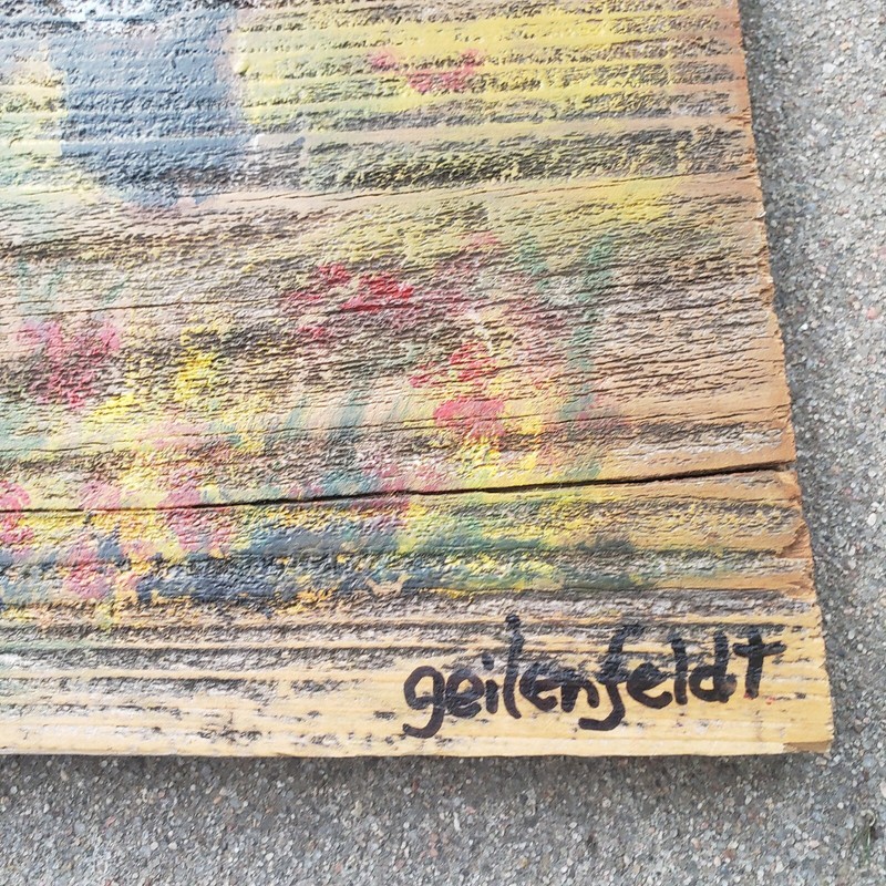 Buffalo Portrait original Oil Painting Larry Geilenfeldt Rustic Reclaimed Wood gallery