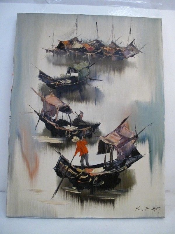K.F. NG, KEE FUNG CALIFORNIA MODERN VINTAGE OIL EXPRESSIONIST ABSTRACT Painting