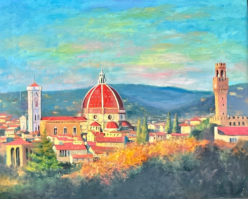 Gigantic 48X68 Nino Pippa Florence oil Painting Perfect in any Italian Institute