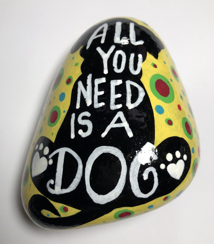 Hand Painted Rock With Acrylic Paint/ Seal W. Art Resin/All you need is a Dog gallery