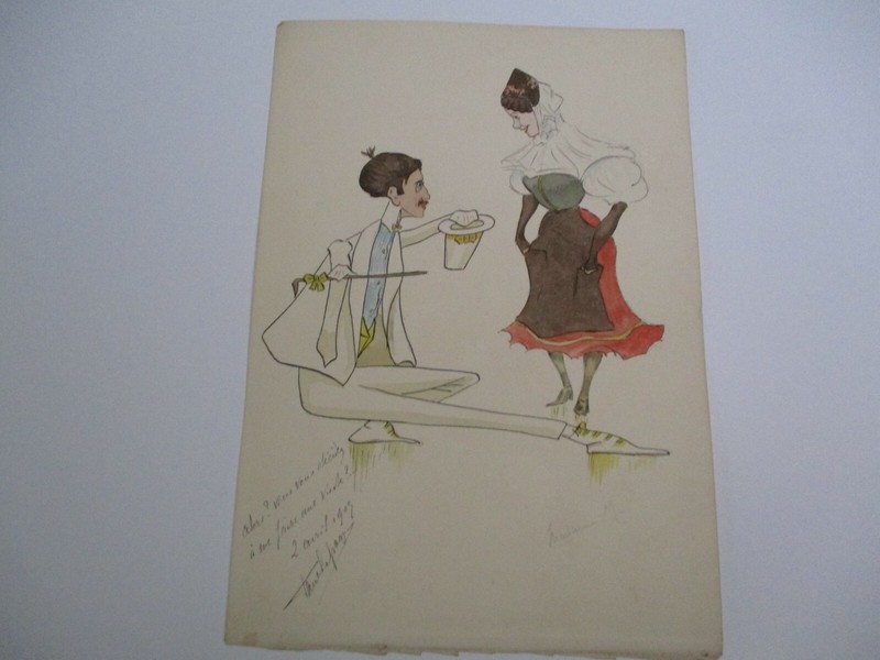 ANTIQUE PAINTING PAUL LEPAGE PORTRAIT RARE 1903 ART DECO ILLUSTRATIONS WOMEN