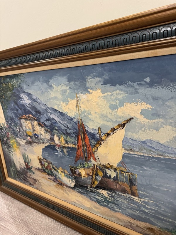 GIOVANNI CAMPRIO Mediterranean Seascape Original Oil Painting – Signed gallery