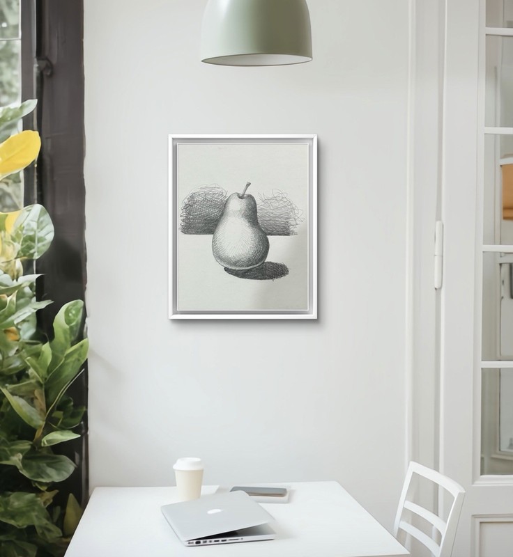 Charcoal Drawing Sketch Pear Still Life 9x12 paper Wall Art Home decor Original gallery