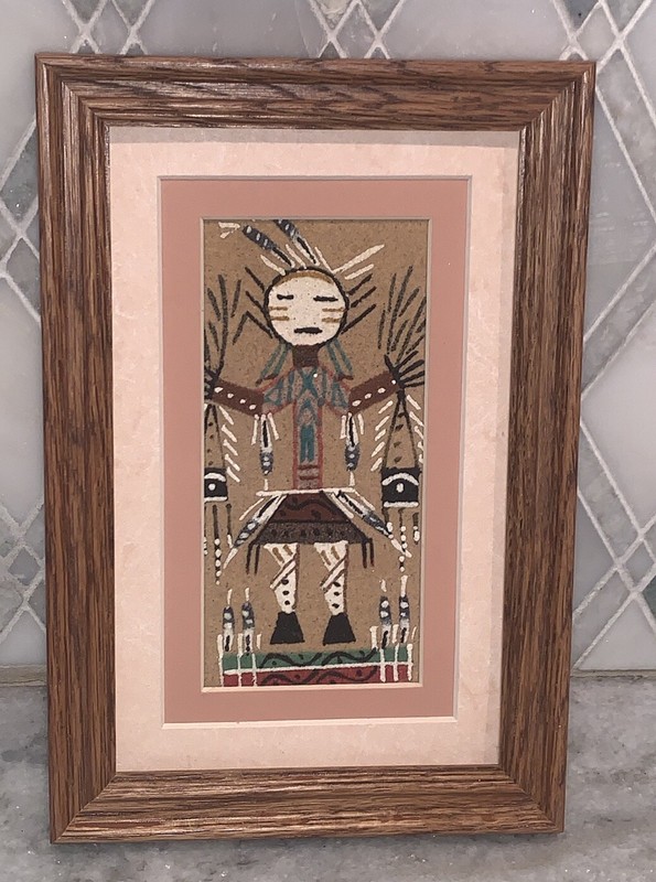 A Chee Sand Female Yei Navajo Native American Indian Framed 6 1/8”x9 1/8” Healer