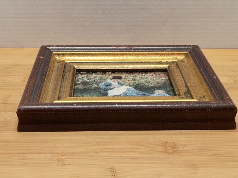 CLAUDE MONET COLOR PRINT OF "CAMILLE MONET AND A CHILD IN THE GARDEN" Framed VTG gallery