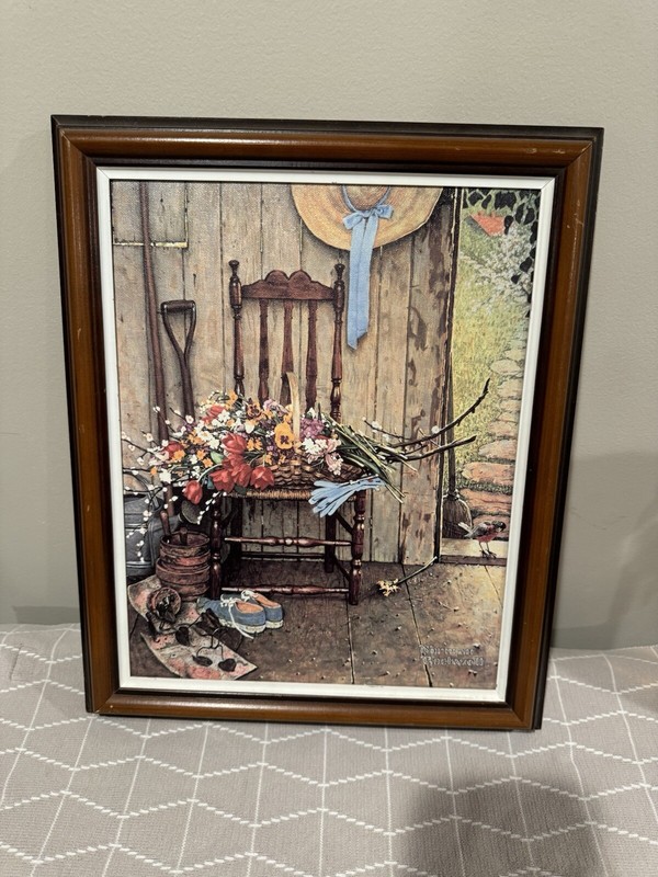 Rockwell’s Spring Flowers”1992” This Is A Canvas Reproduction, Authorized Editon