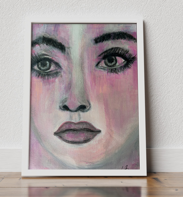 Dreamer – Abstract Acrylic Watercolor Effect Painting of Woman’s Face | Original