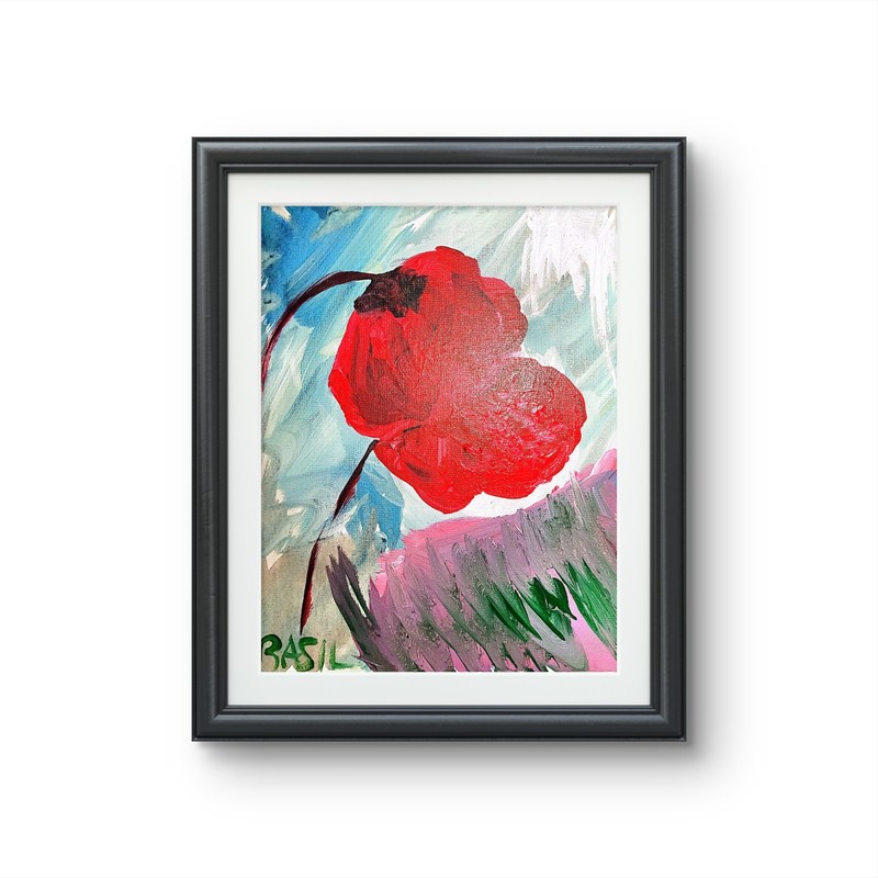 Poppies Sunlight Original Expressionism Acrylic Abstract Canvas 11×14