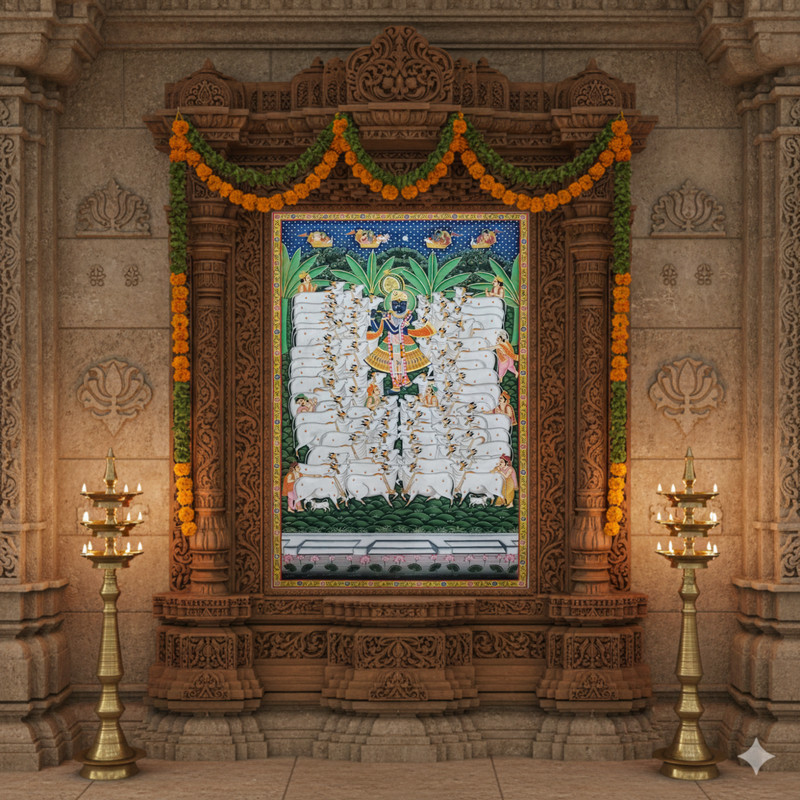 Hand Painted Shrinathji Pichwai Painting | Size 3×5 | Well Detailed