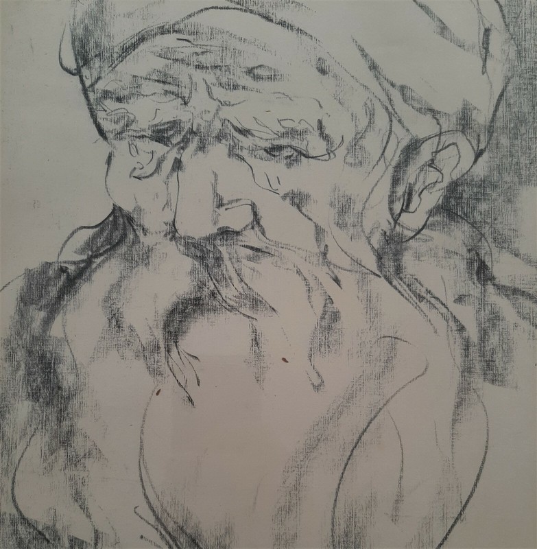 YITZHAK YAMIN (1938-2020), Charcoal on Paper, Old Man, Signed, 1966 gallery
