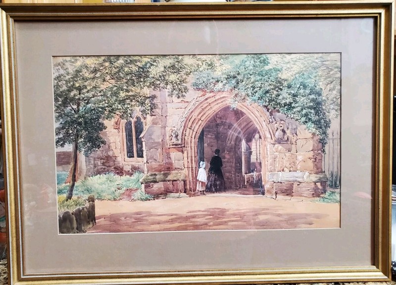 Framed Original Watercolor Charles Walter Radclyffe Kings Church 1817-1903 U.K.
