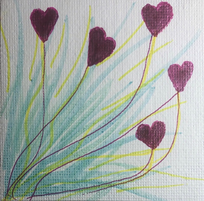 BLESSED#155 2x2 Original Art Modern Minimal Floral Emotion Poet Abstract Nature gallery