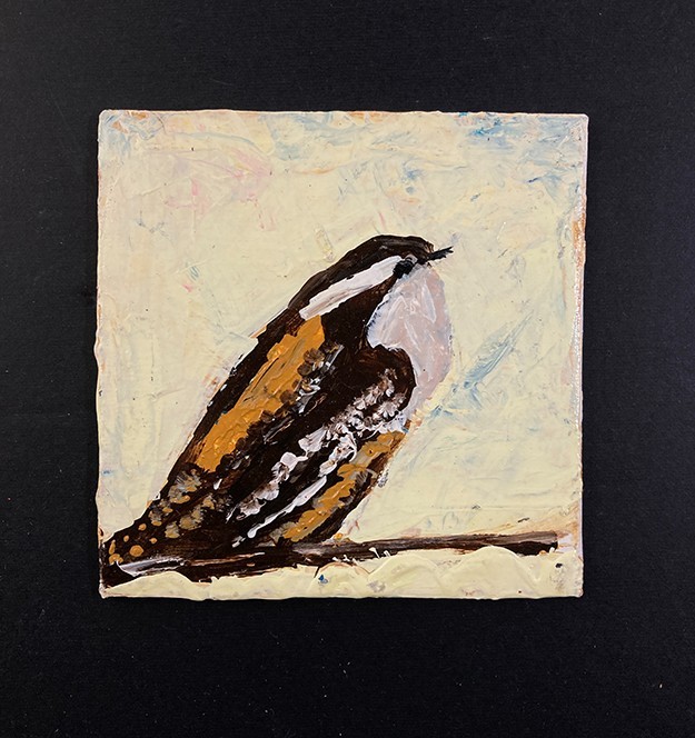 Wren Bird Winter Animal Painting Original Yellow Songbird Wall Art Miz Katie