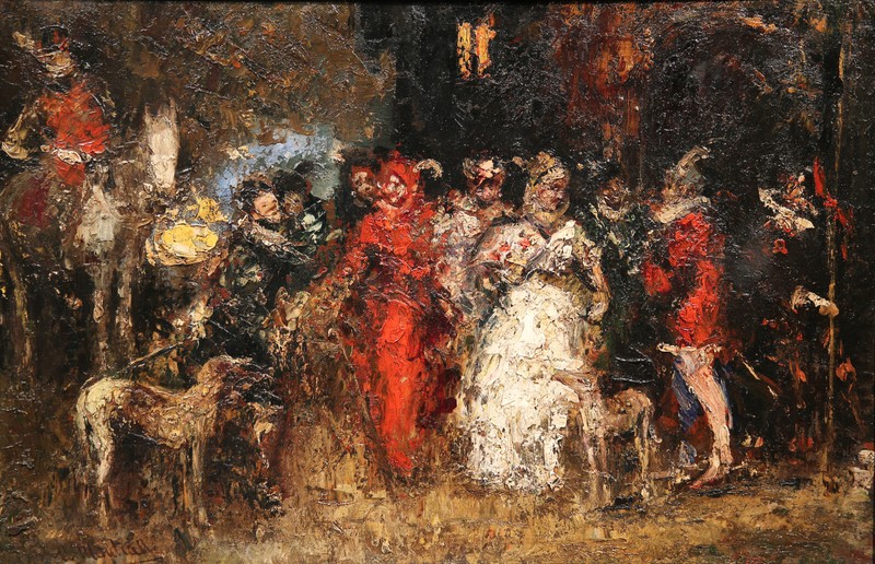 19th Century French Expressionism Painting Adolphe Monticelli Mascaraed Party gallery