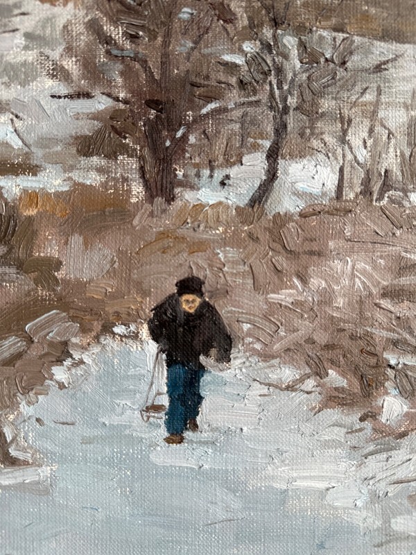 Original art landscape oil painting on canvas Up the Hill 11,8*15,7 gallery