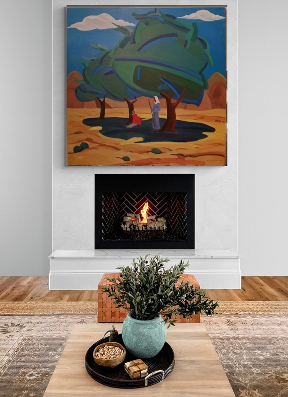 Khalil Akkari خليل عكاري SYR Fine Art Original OiI painting -Desert Shade 47x47" gallery