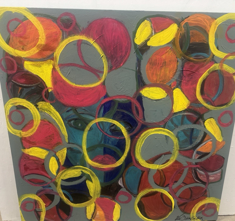 Original superb art CONCEPTUAL ABSTRACTION HUGE LINES VIRGINIA GELLER