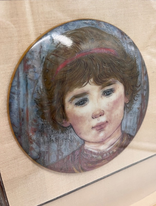 1980 West Germany Porcelain Portrait Hibel Studio COA Museum Quality Frame 9.5in