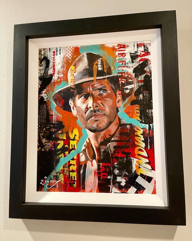Original Oil Painting Indiana Jones II – Signed by Zinsky – 19x25 w/ COA gallery