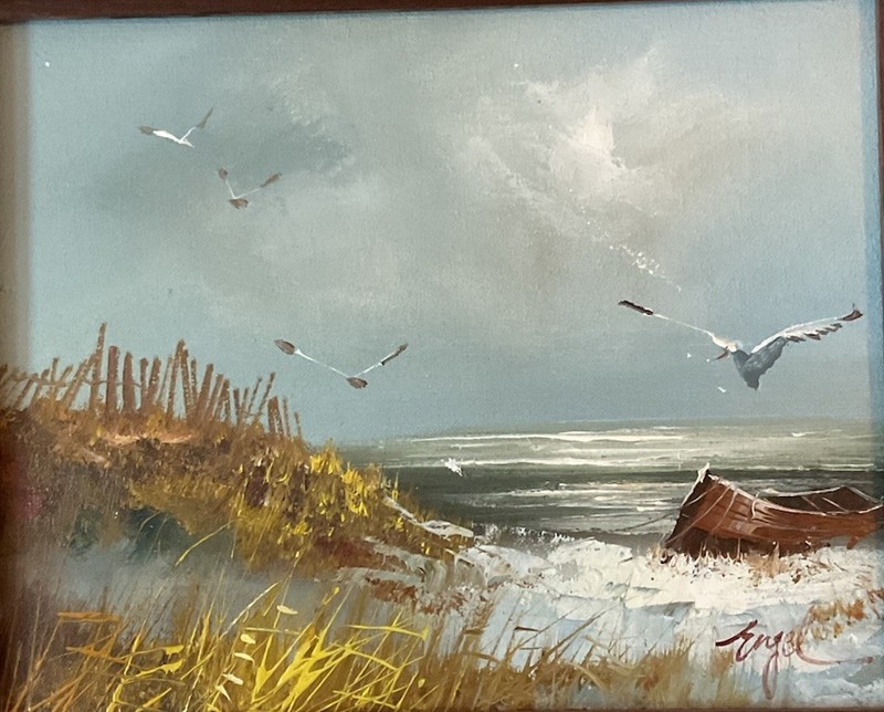 Original Small Gem Impressionism Signed Seascape Oil Painting Signed Framed
