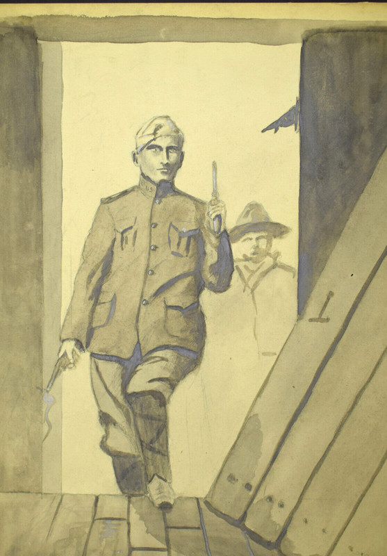 FRED DOHRS Original c1910 Illustration Art ARMED SOLDIER Evanston IL Artist