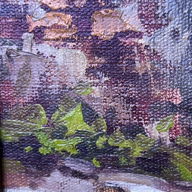 Vintage Latin American Village Landscape Oil Painting Original Signed Framed gallery