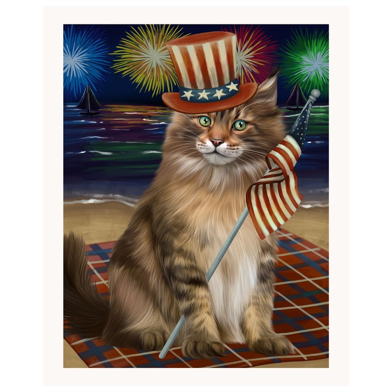 4th of July Fireworks Maine Coon Cat Canvas Wall Art Décor Gift for Pet Owner gallery