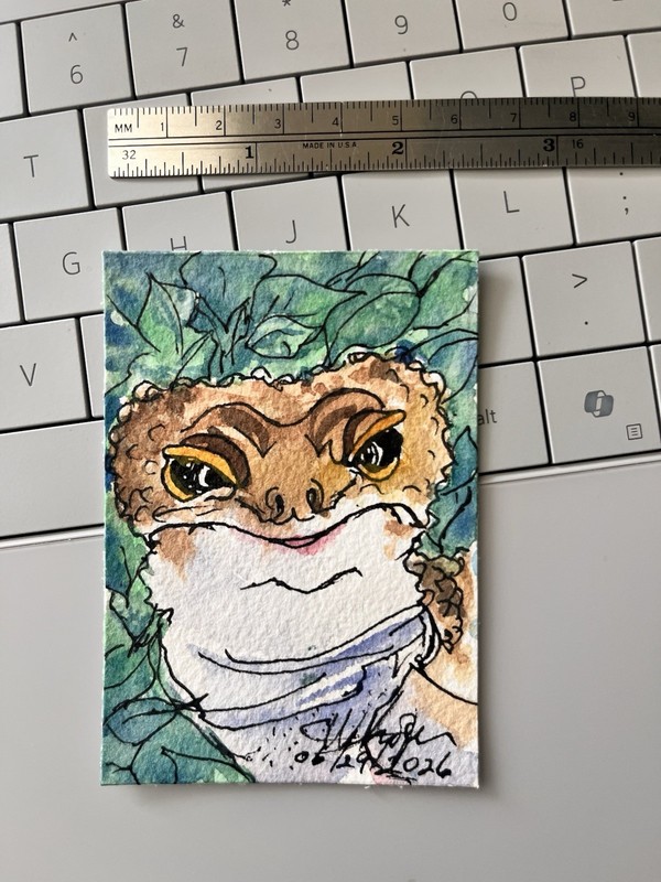 Original Watercolor ACEO - 2.5" x 3.5" - Lizard - Gecko - Chameleon gallery