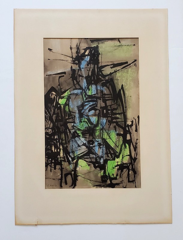 Listed Artist Donald Jarvis Watercolor and Ink Painting «Standing Form II», 1962