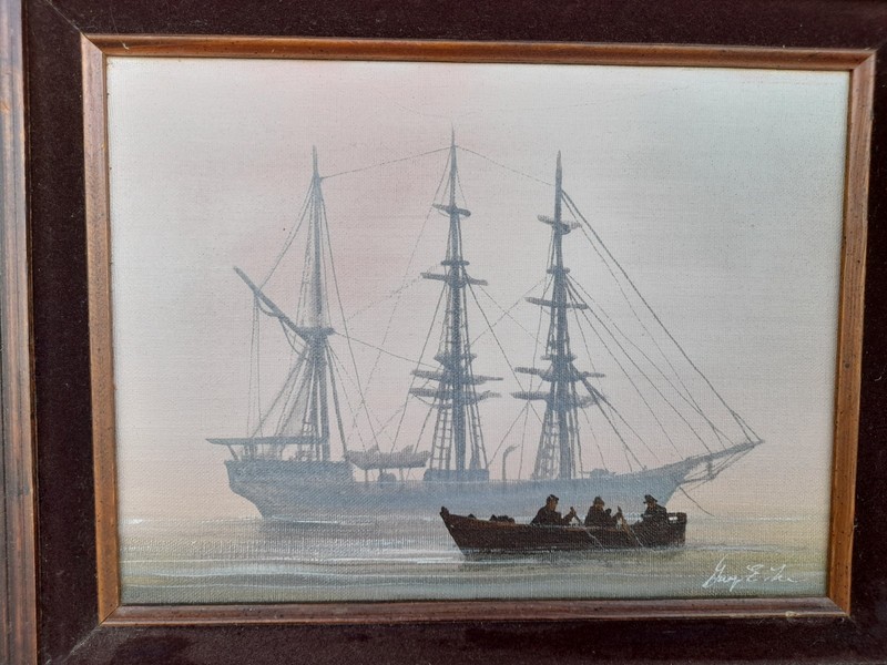 George E. Lee signed original oil painting Seafaring 20 x17 gallery