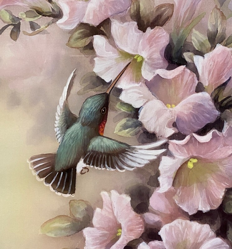 Original Bird Art Painting Ruby-throated Hummingbird, Signed, Framed, Watercolor gallery