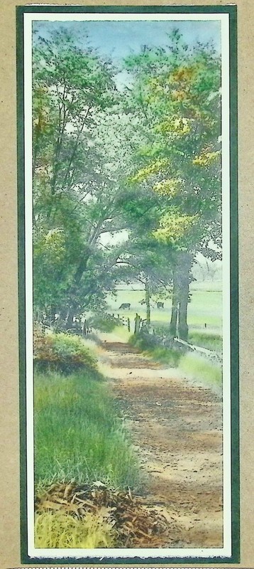 Antique Watercolor Country Lane Cows Landscape Framed Signed 19th Century Art