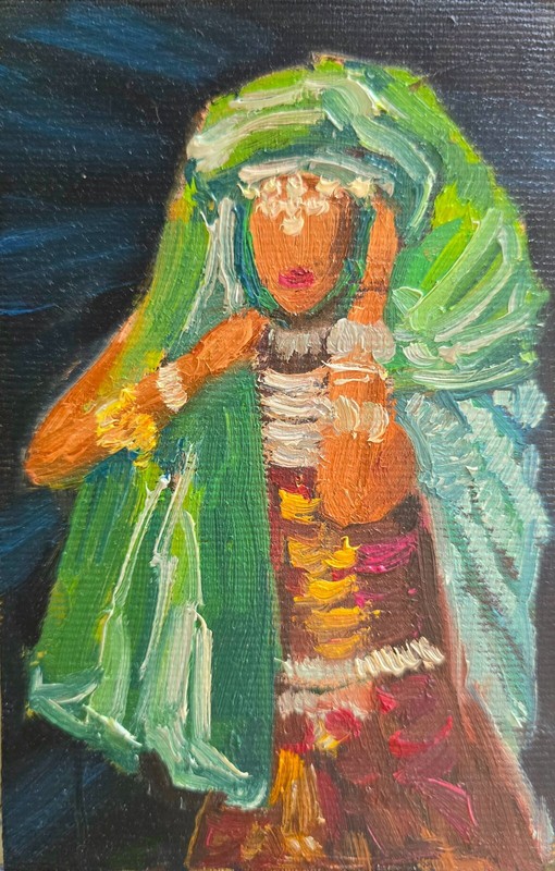 Woman Portrait Oil Painting 10x15cm Modern Art Painting on Canvas Fabric