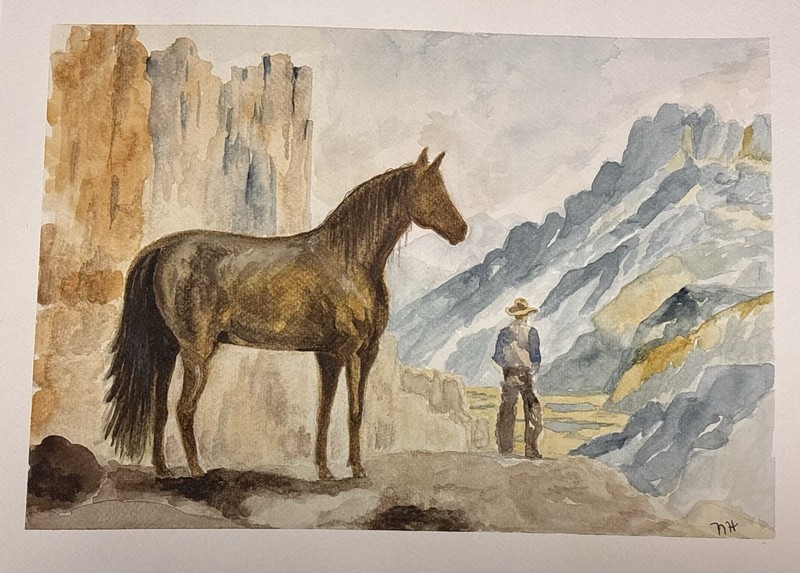 Western Art Watercolor Horse Arizona Cowboy