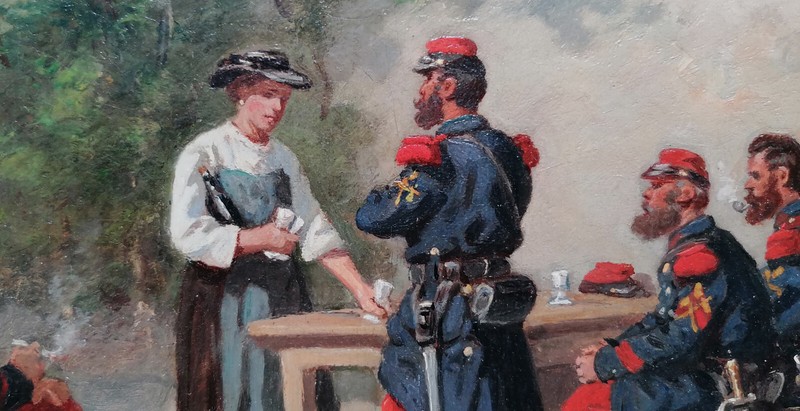 Auguste Gardanne (c.1840-c.1890) -Resting soldiers, original Signed oil painting gallery
