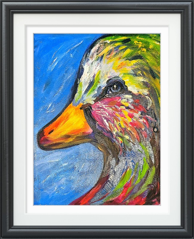 Original Duck Bird Painting 9 X 12 Paper Fine Art Modern Decor Hand Signed