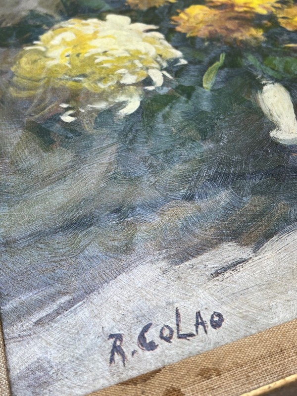 Vintage “R. Colao” Floral Giclée on Canvas – Textured Finish – 28x32” Gold Frame gallery