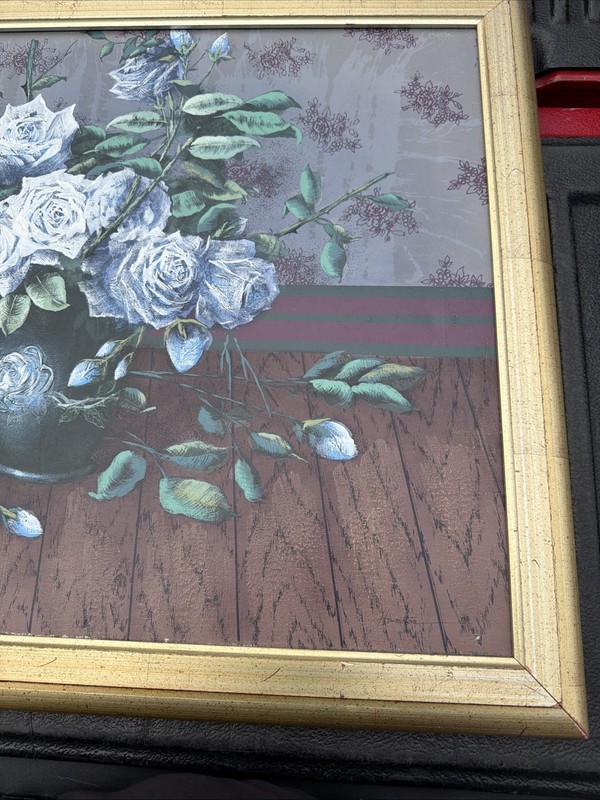Hamilton Framed Signed Still Life PaintingBlue & white Flowers 26”x23”❤️❤️❤️ gallery