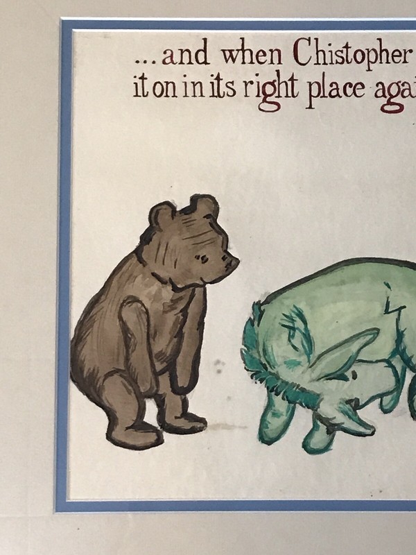 Vintage Winnie The Pooh Eeyores Tail Watercolor Painting Signed gallery