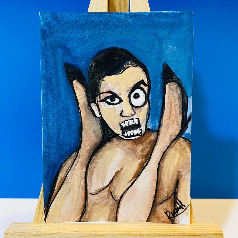 ACEO Original Erotic Abstract Male Female Sexual Pose Expressionist Art Men New gallery