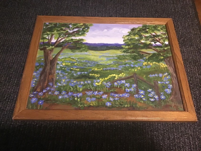 Rare OOAK~Original Art Painting Wall Decor~Bluebonnets/Blue Violets Texas Prarie gallery