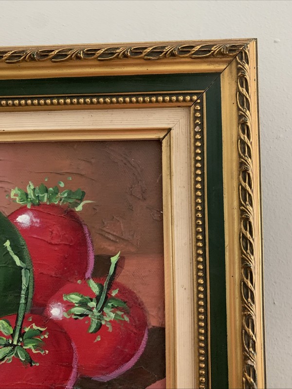 Vtg Y2K Original Still Life Fruit Art Painting Framed Signed Avocado Tomatoes gallery