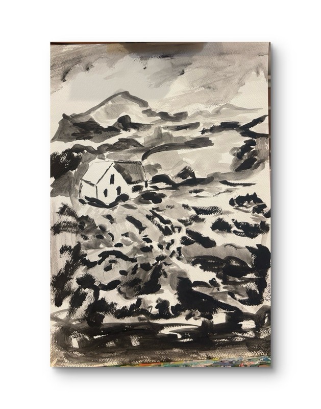 11×15 Unframed Signed Acrylic On Paper Black And White Original Artwork